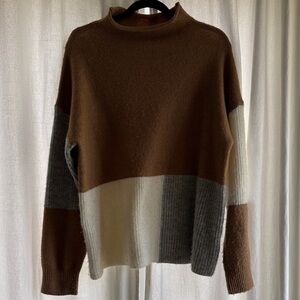 Vici Brown and Gray Colorblock Turtleneck Sweater
